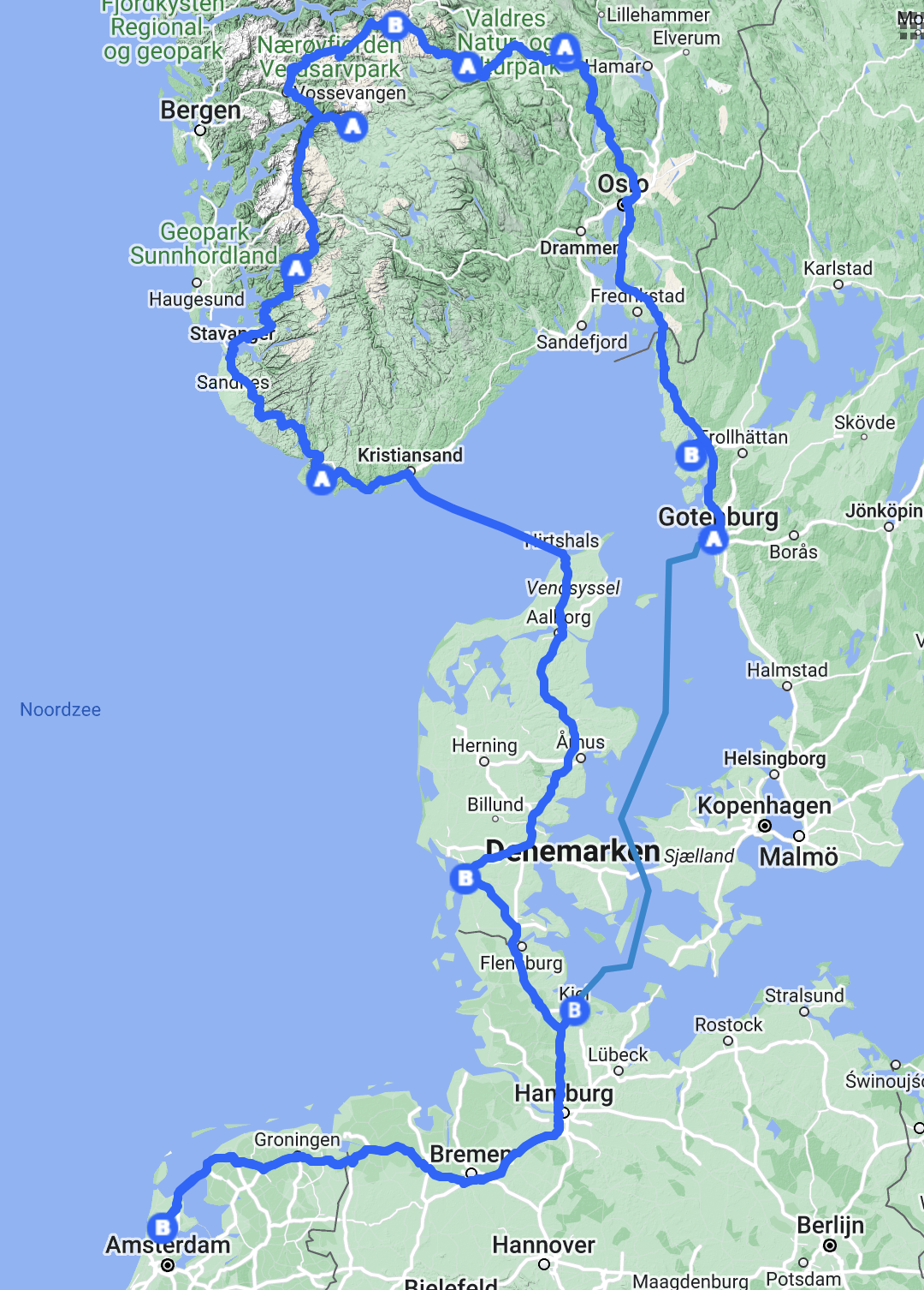 Onze hele route